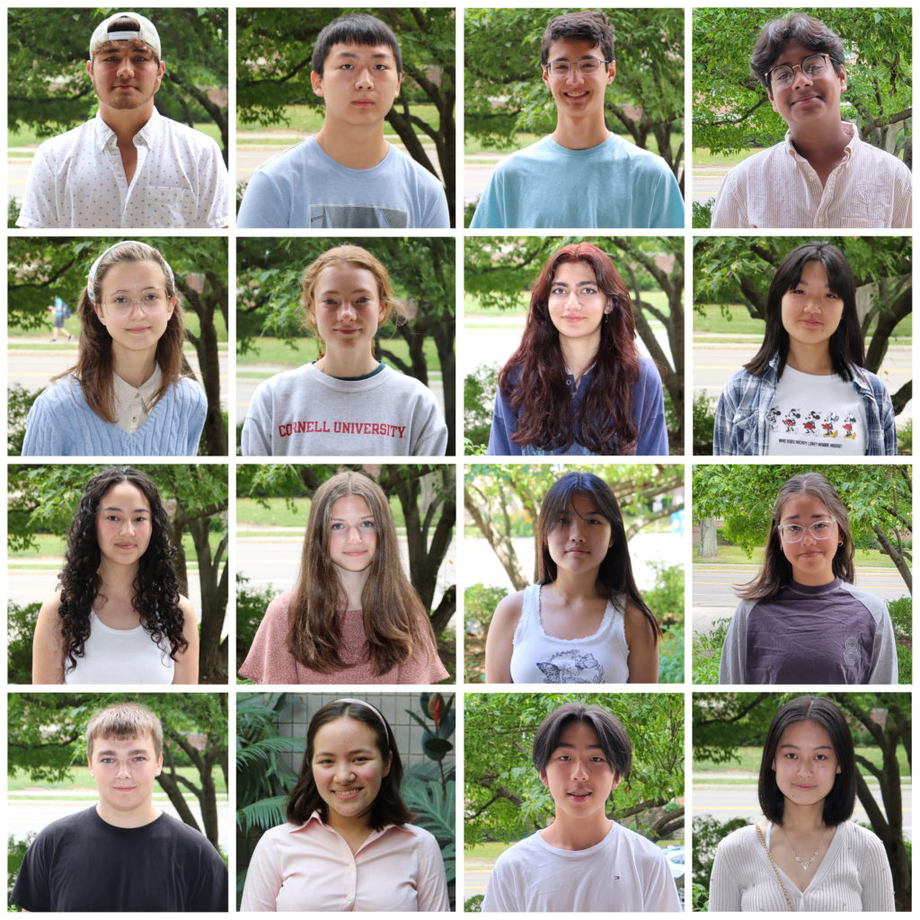 A collage of 16 high school intern headshots