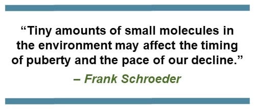 “Tiny amounts of small molecules in the environment may affect the timing of puberty and the pace of our decline.” – Frank Schroeder
